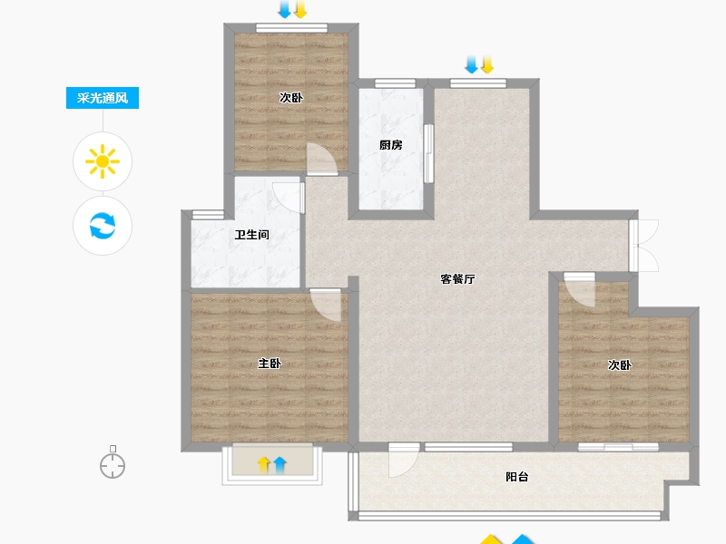 山东省-济宁市-秀樾-105.00-户型库-采光通风