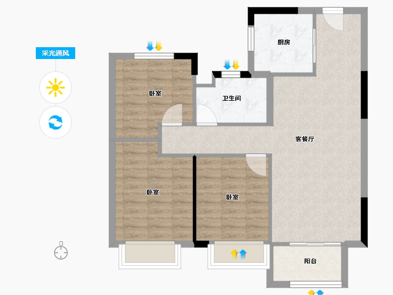 湖北省-武汉市-新城桃李郡-74.90-户型库-采光通风