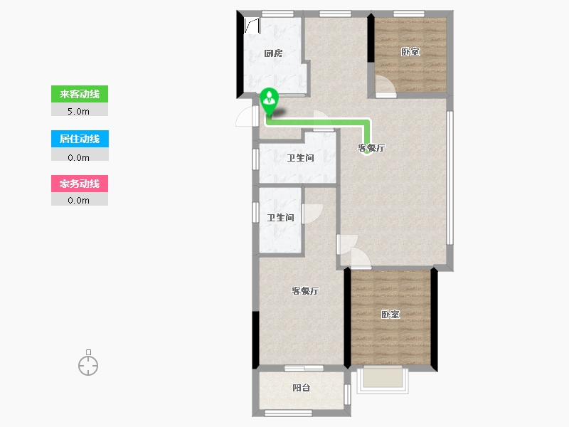 浙江省-杭州市-时代芳华公寓-110.00-户型库-动静线