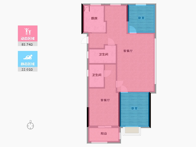 浙江省-杭州市-时代芳华公寓-110.00-户型库-动静分区