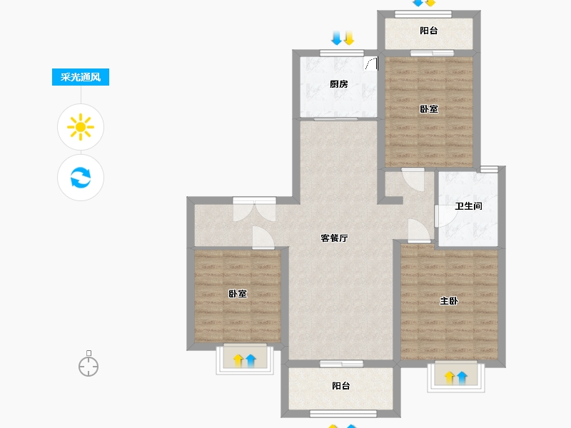 山东省-淄博市-淄博世茂金洲府-90.00-户型库-采光通风