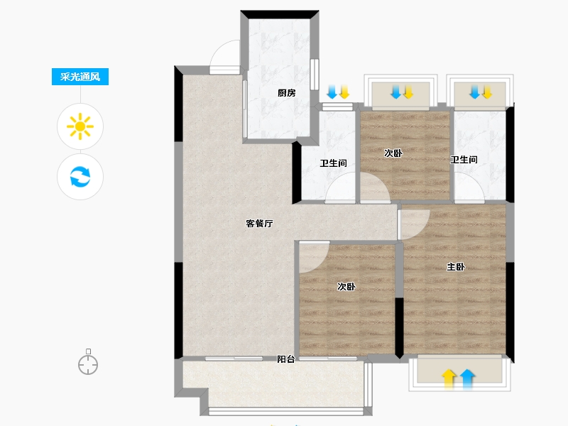 上海-上海市-中建御湖澜庭-80.00-户型库-采光通风