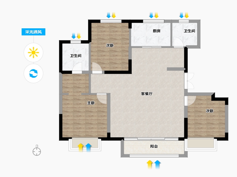 天津-天津市-中建玖棠府-98.77-户型库-采光通风