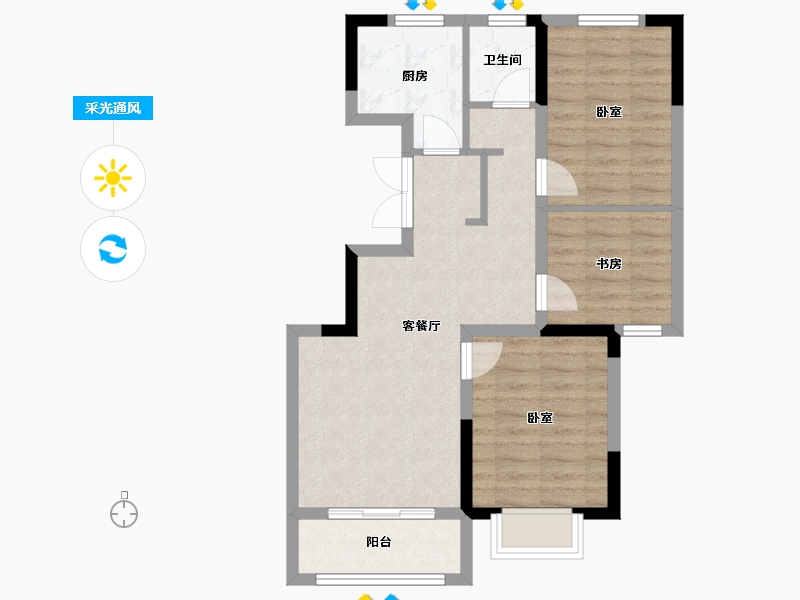 天津-天津市-融信西海岸-65.79-户型库-采光通风