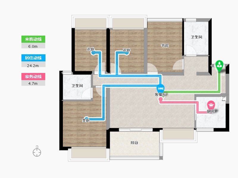 广东省-佛山市-卓越万科朗润园-92.42-户型库-动静线