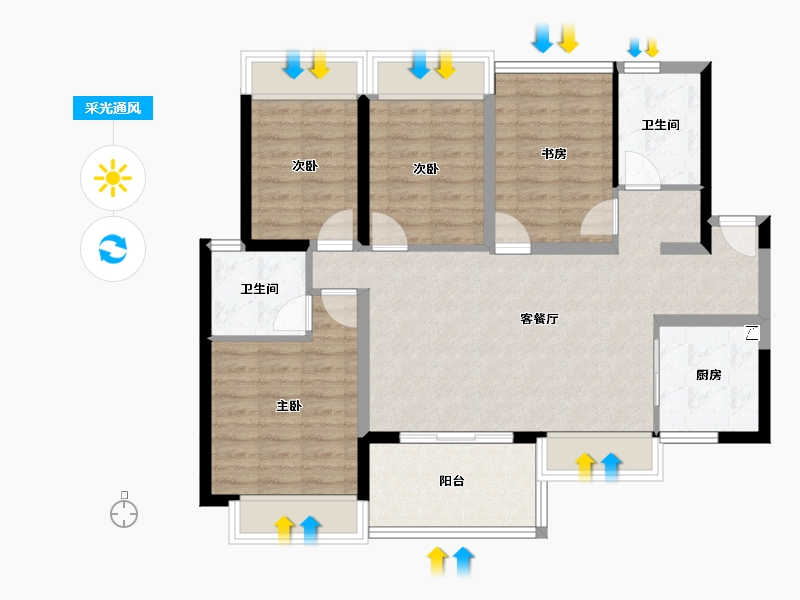 广东省-佛山市-卓越万科朗润园-92.42-户型库-采光通风