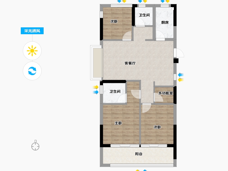 浙江省-宁波市-阳光城众安·顺源里-78.41-户型库-采光通风