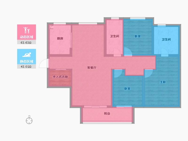 山东省-济南市-蓝石大溪地-95.06-户型库-动静分区