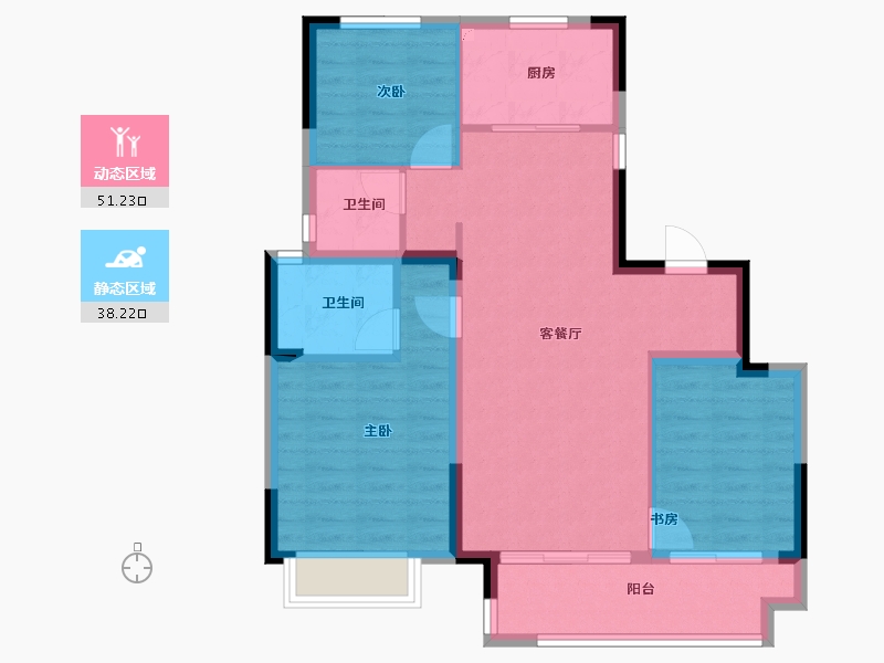 浙江省-宁波市-世茂云玺庐-80.03-户型库-动静分区