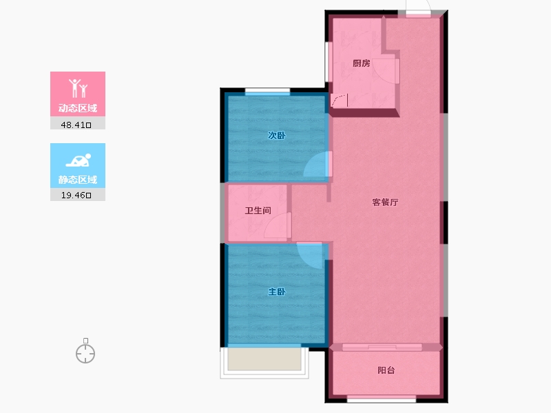 甘肃省-兰州市-富力兰州CBD-60.42-户型库-动静分区