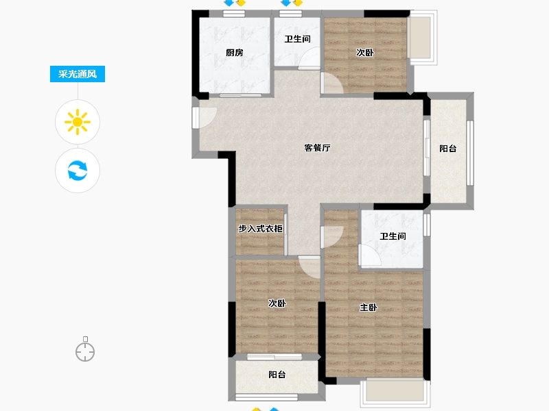 湖北省-武汉市-大华公园华府-95.02-户型库-采光通风