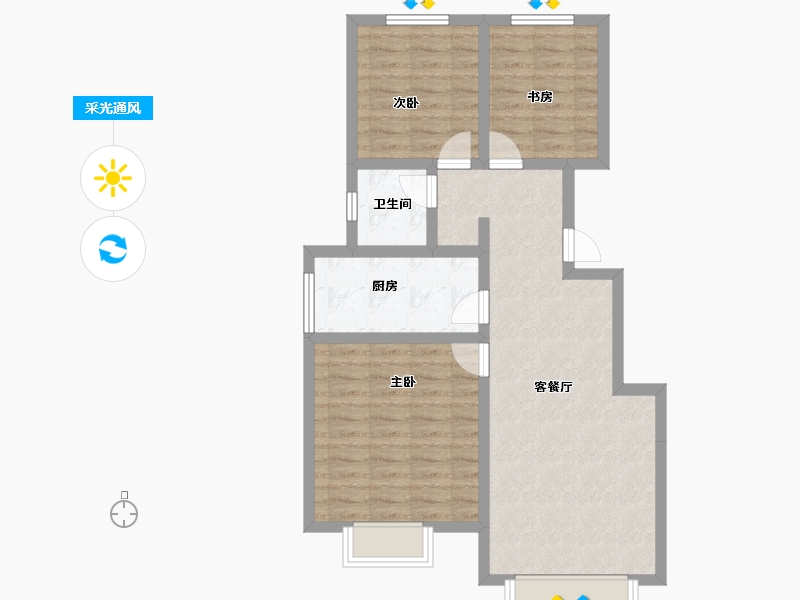 天津-天津市-当代公园阅ΜΟΜΛ-76.76-户型库-采光通风