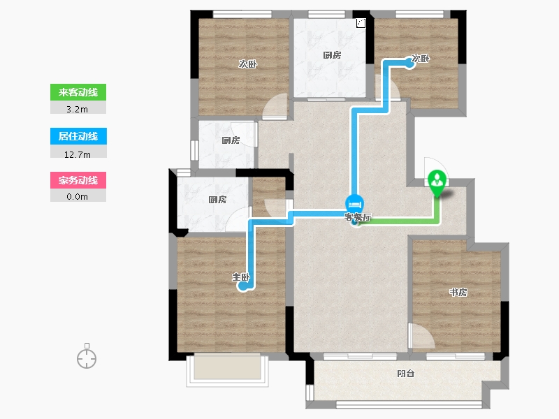 浙江省-宁波市-世茂云玺庐-94.54-户型库-动静线