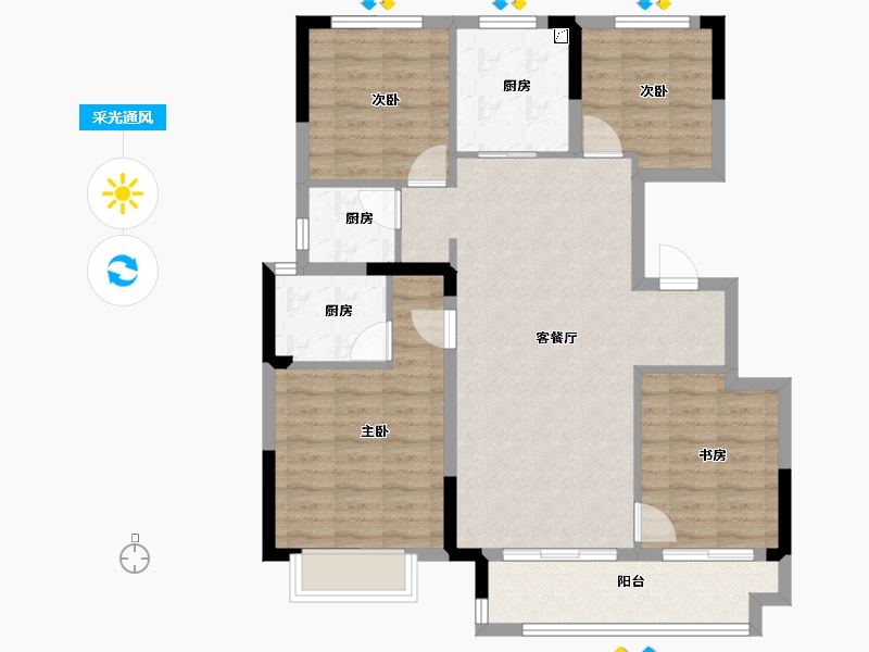 浙江省-宁波市-世茂云玺庐-94.54-户型库-采光通风