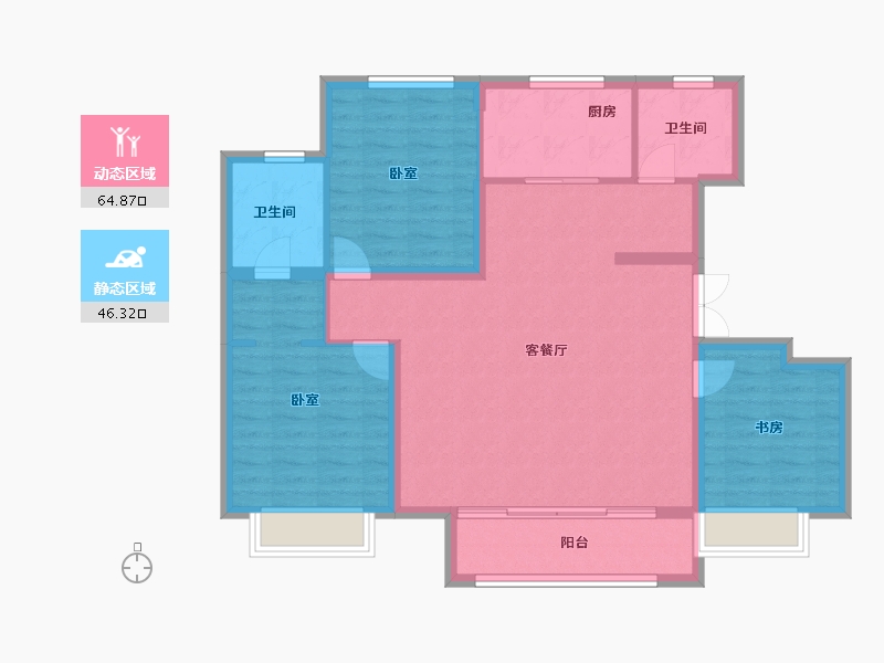 天津-天津市-中建玖棠府-100.77-户型库-动静分区