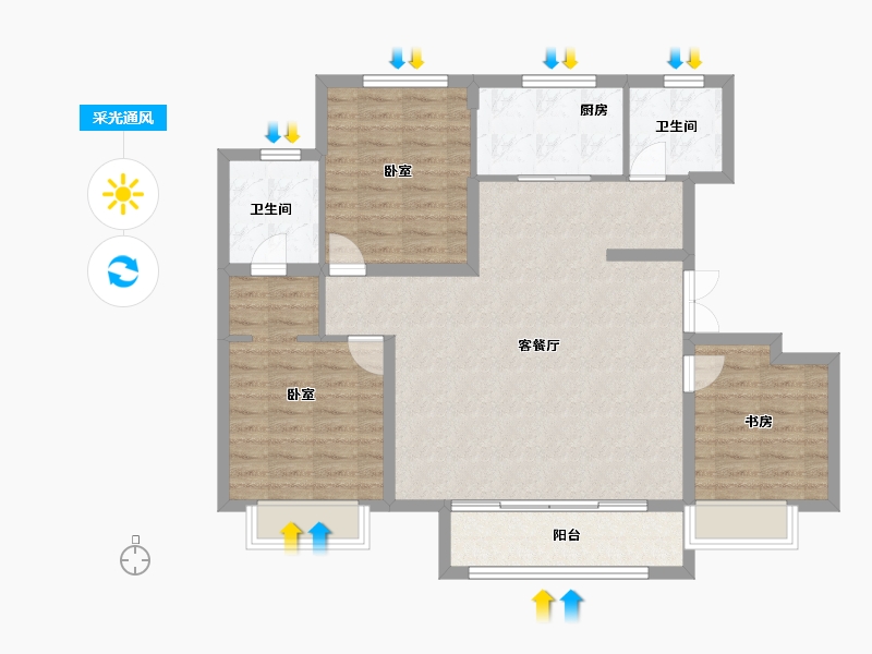 天津-天津市-中建玖棠府-100.77-户型库-采光通风