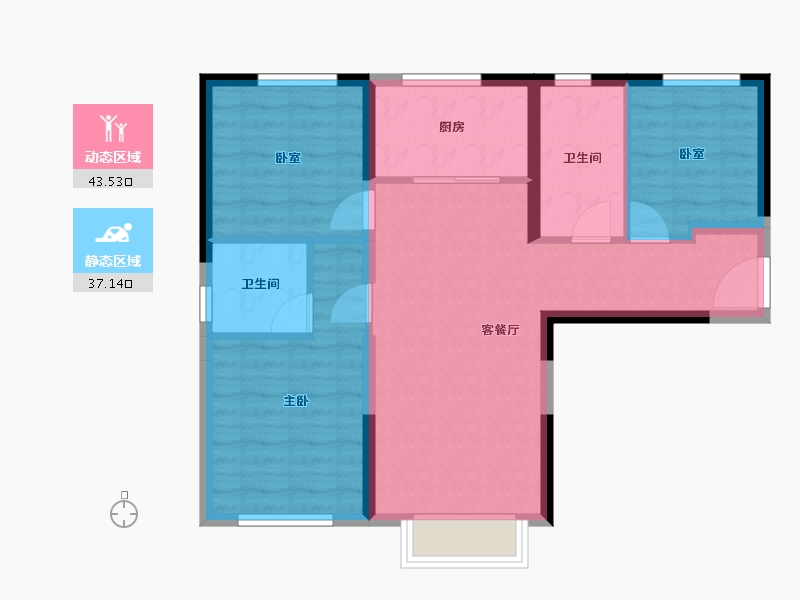 天津-天津市-中建·新丽壹号-72.03-户型库-动静分区