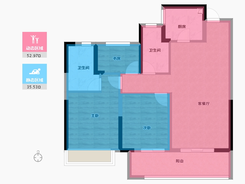 浙江省-宁波市-阳光城众安·顺源里-78.36-户型库-动静分区