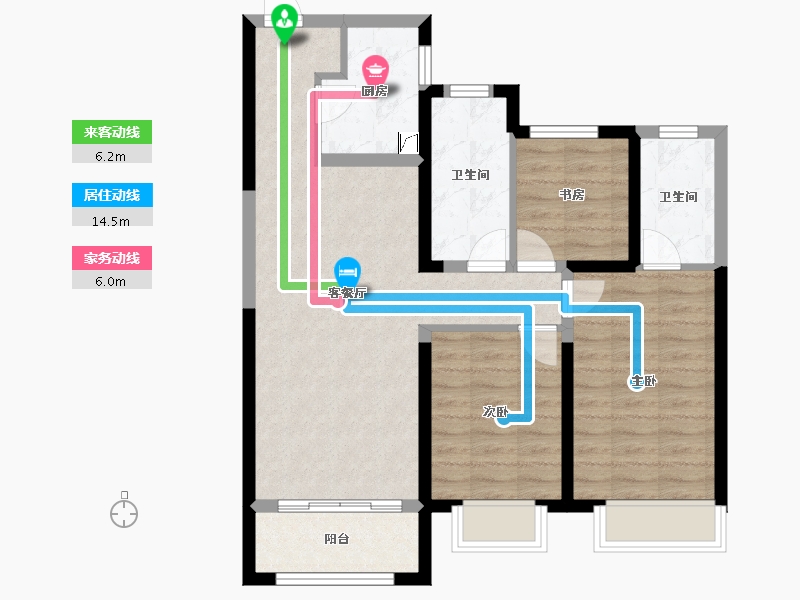 甘肃省-兰州市-富力兰州CBD-80.16-户型库-动静线