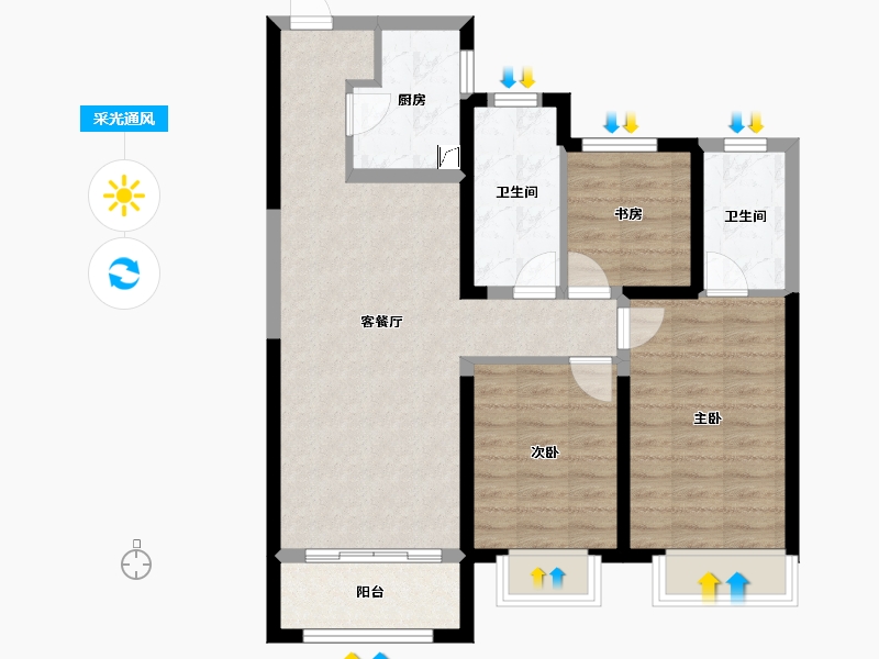 甘肃省-兰州市-富力兰州CBD-80.16-户型库-采光通风