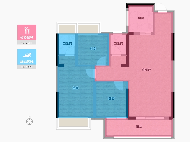 湖北省-武汉市-明想青年汇-77.52-户型库-动静分区