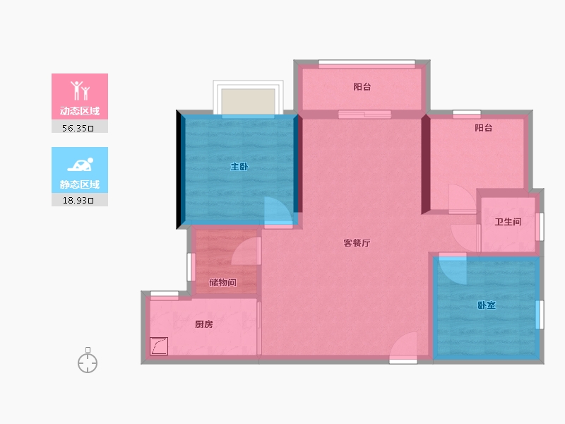 四川省-宜宾市-半岛大院-90.00-户型库-动静分区