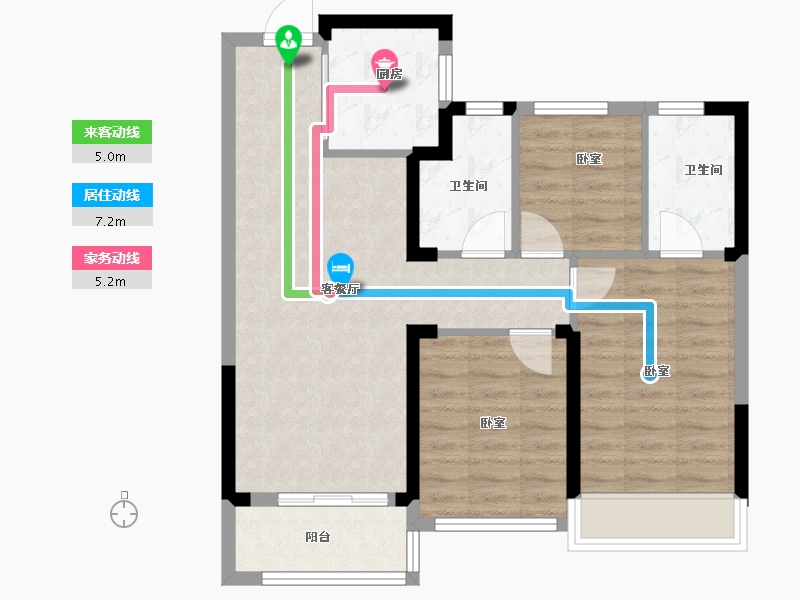 浙江省-温州市-建发大家文澜府邸-72.70-户型库-动静线