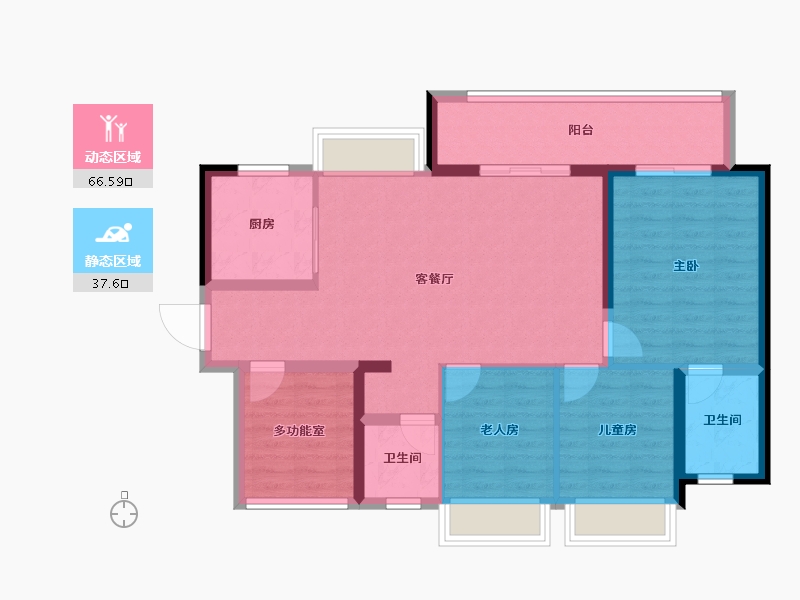 贵州省-贵阳市-万科观山甲第-93.60-户型库-动静分区