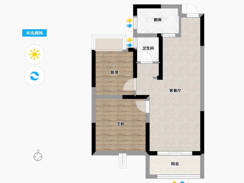 湖北省-武汉市-明想青年汇-57.27-户型库-采光通风