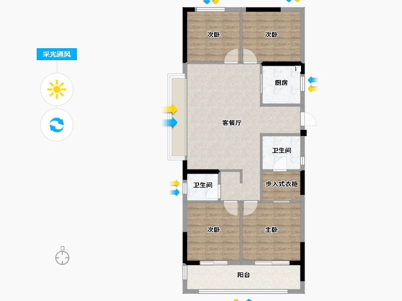 浙江省-宁波市-阳光城众安·顺源里-95.46-户型库-采光通风