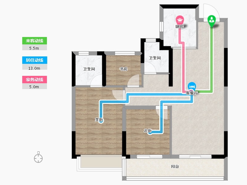 浙江省-温州市-融创凯迪博学园-81.84-户型库-动静线