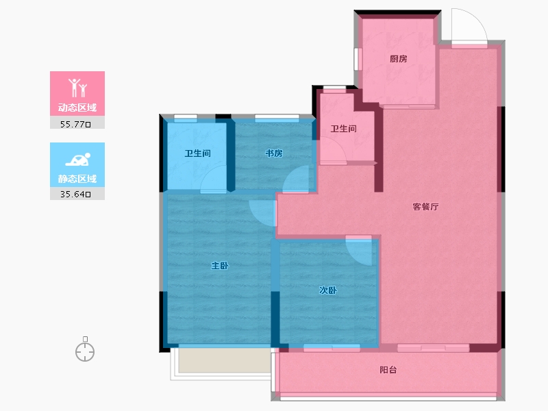 浙江省-温州市-融创凯迪博学园-81.84-户型库-动静分区