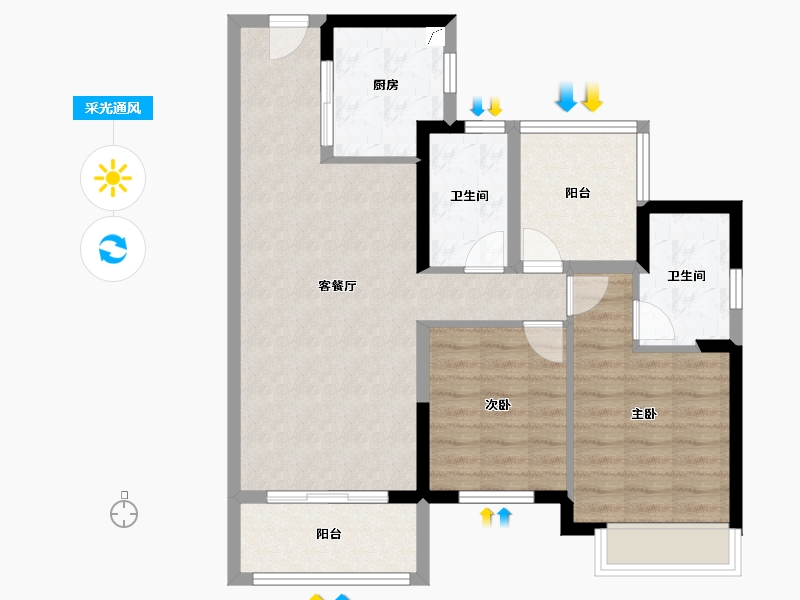 广东省-佛山市-华润置地悦里-79.20-户型库-采光通风