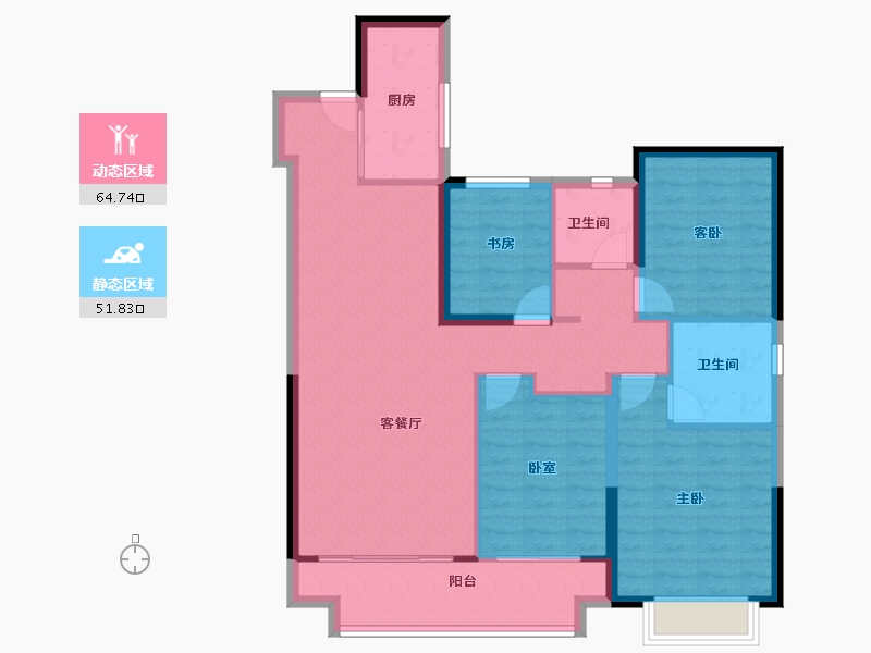 湖北省-武汉市-新城桃李郡-105.31-户型库-动静分区