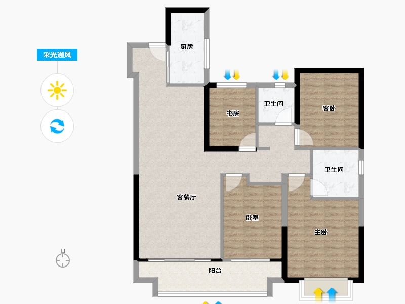 湖北省-武汉市-新城桃李郡-105.31-户型库-采光通风