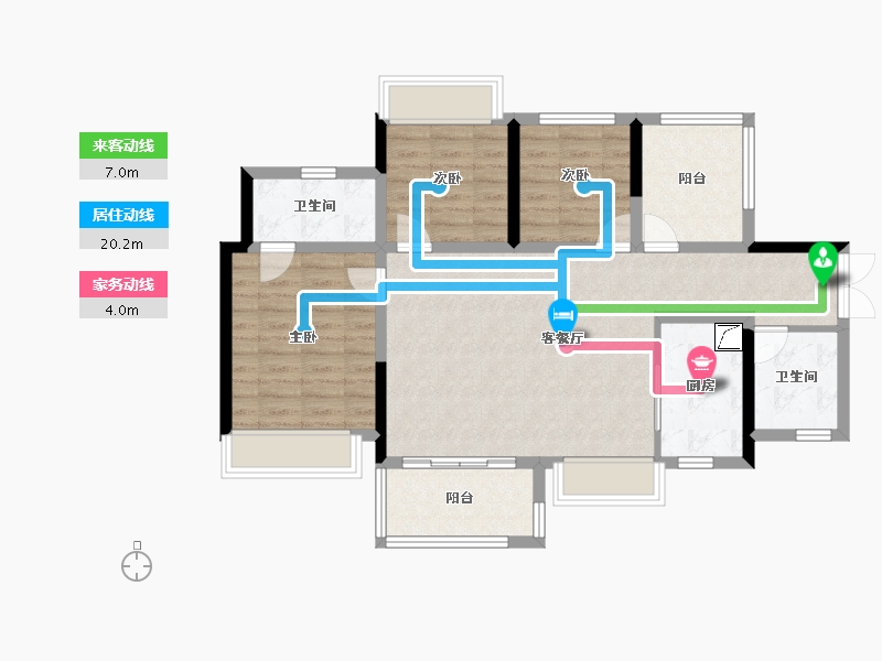 贵州省-贵阳市-贵阳经开吾悦广场-86.40-户型库-动静线