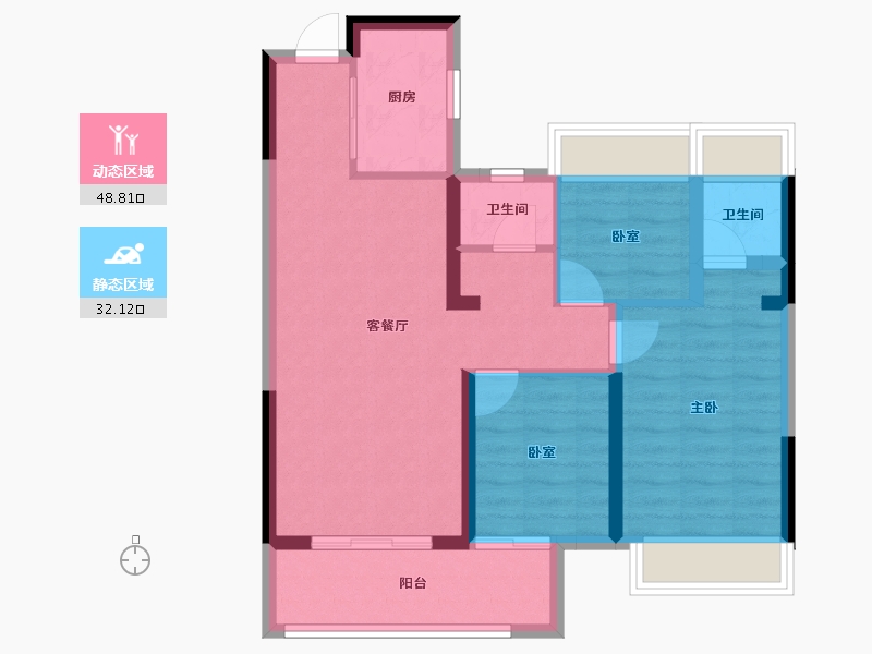 湖北省-武汉市-明想青年汇-71.86-户型库-动静分区