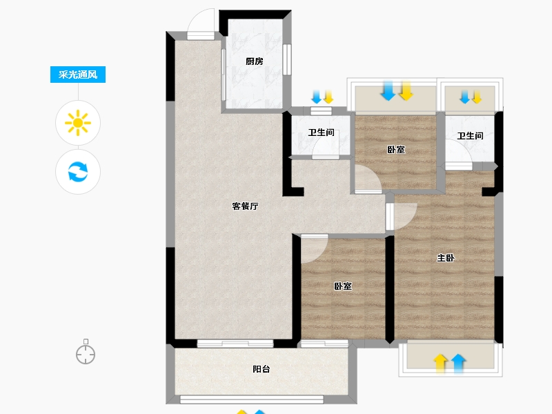 湖北省-武汉市-明想青年汇-71.86-户型库-采光通风