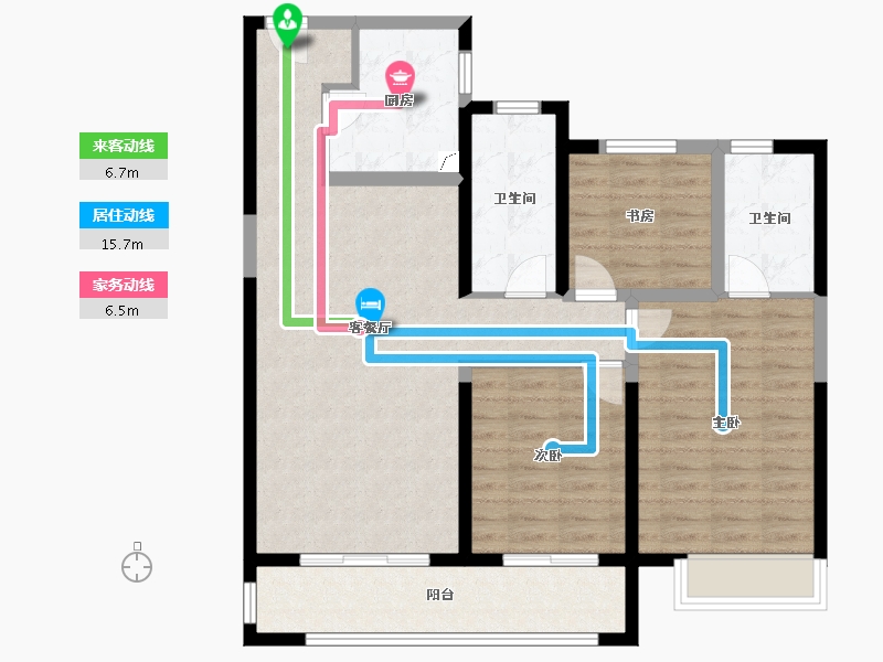 甘肃省-兰州市-富力兰州CBD-96.50-户型库-动静线