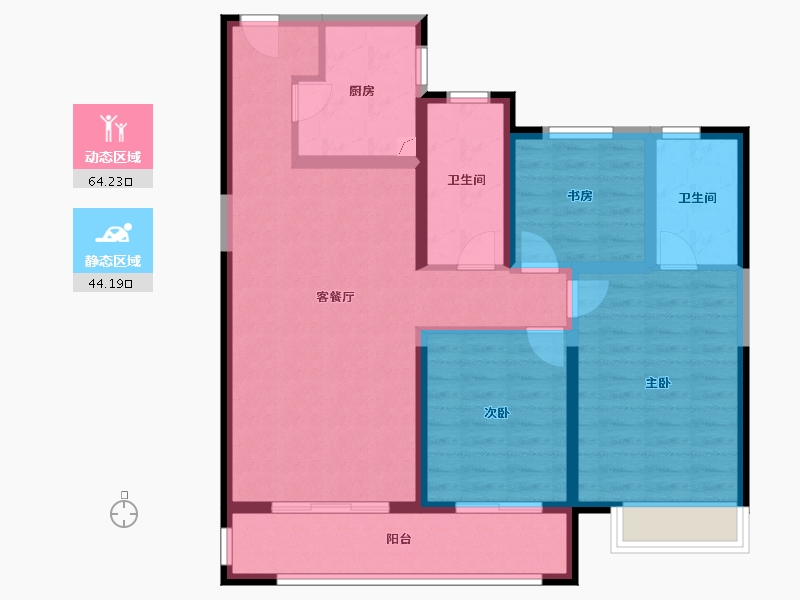 甘肃省-兰州市-富力兰州CBD-96.50-户型库-动静分区