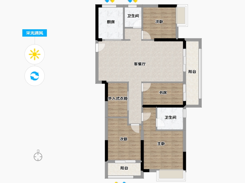 湖北省-武汉市-大华公园华府-107.76-户型库-采光通风