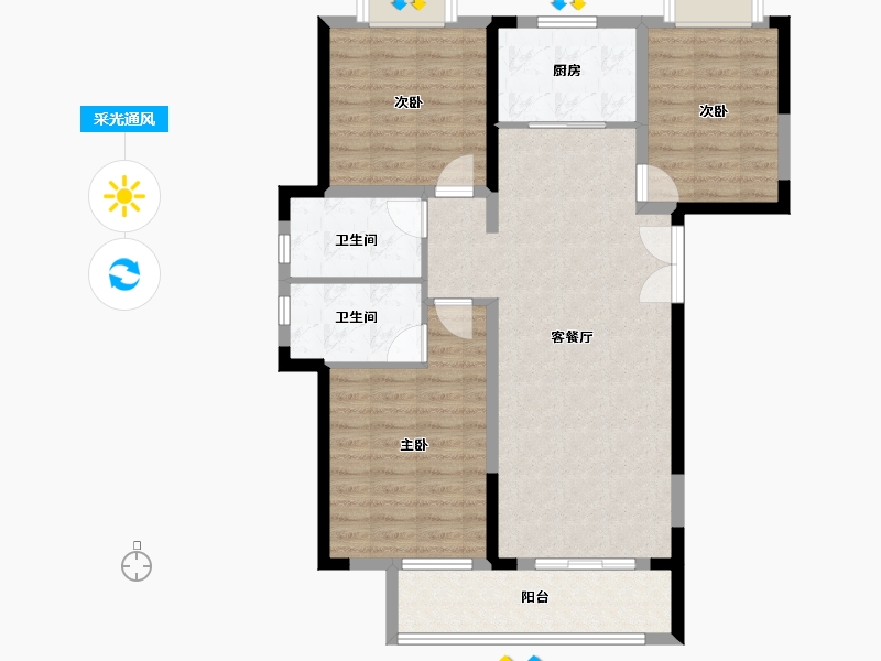 湖北省-武汉市-天纵时代天樾-94.68-户型库-采光通风