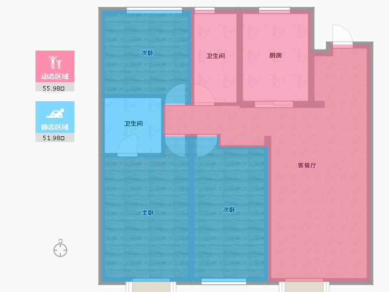 辽宁省-沈阳市-龙湖·椿山-96.69-户型库-动静分区