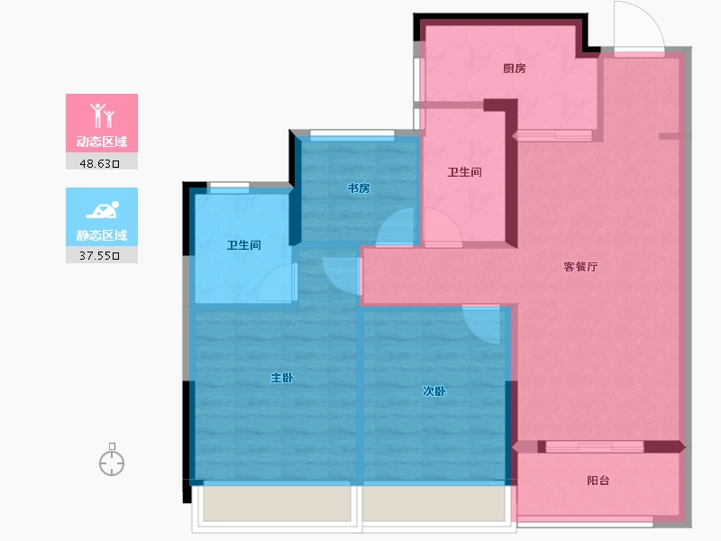 浙江省-温州市-众安顺源里-77.22-户型库-动静分区