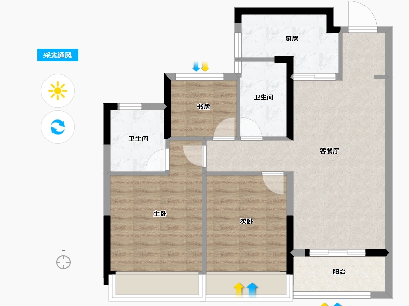 浙江省-温州市-众安顺源里-77.22-户型库-采光通风