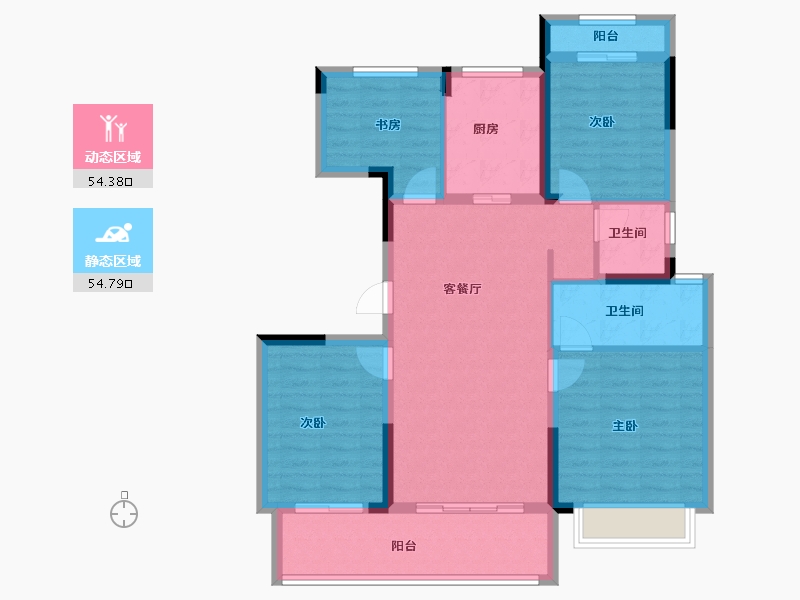 浙江省-宁波市-滕上花开-97.75-户型库-动静分区