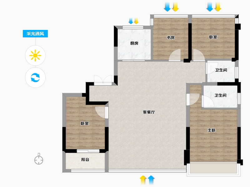 浙江省-温州市-嘉华春风嘉里-112.00-户型库-采光通风