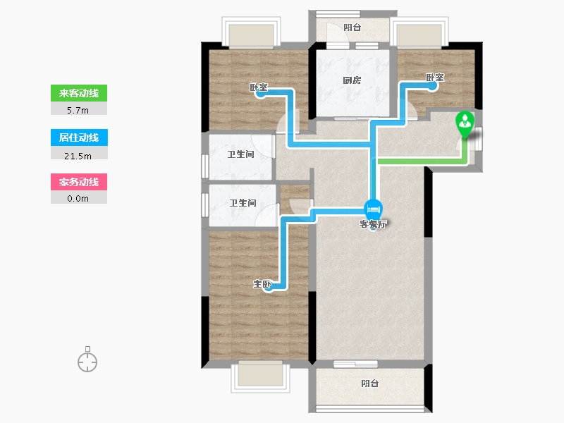 湖北省-武汉市-碧桂园十里春风-85.78-户型库-动静线