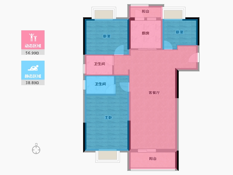 湖北省-武汉市-碧桂园十里春风-85.78-户型库-动静分区