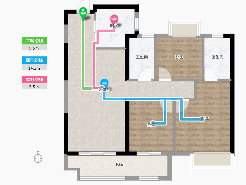 湖北省-武汉市-美的君兰半岛-82.09-户型库-动静线